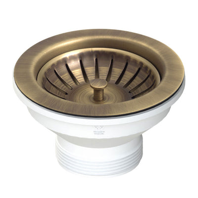 TURNER HASTINGS BASKET WASTE WITH LONG SCREW 90MM ANTIQUE BRASS (ITALIAN BRONZE)