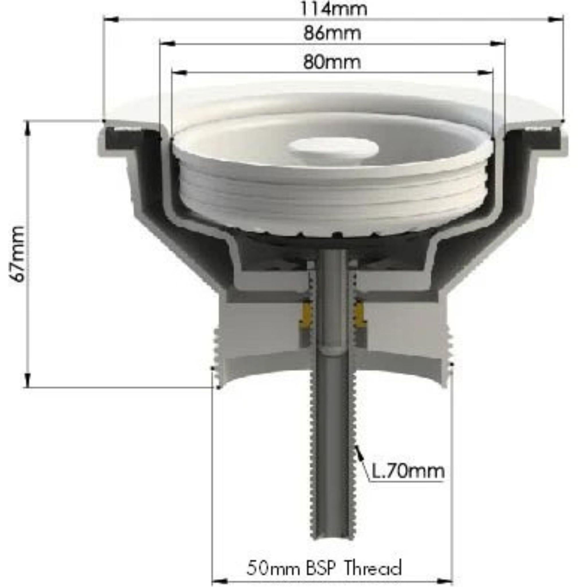 TURNER HASTINGS BASKET WASTE WITH LONG SCREW 90MM MATTE WHITE