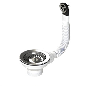 TURNER HASTINGS BASKET WASTE WITH OVERFLOW KIT AND LONG SCREW 90MM POLISHED STAINLESS STEEL