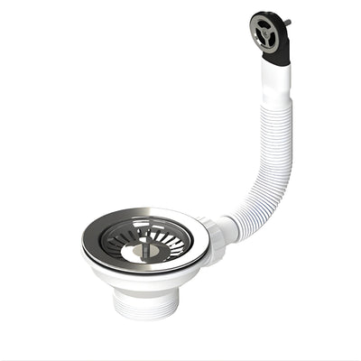 TURNER HASTINGS BASKET WASTE WITH OVERFLOW KIT AND LONG SCREW 90MM POLISHED STAINLESS STEEL