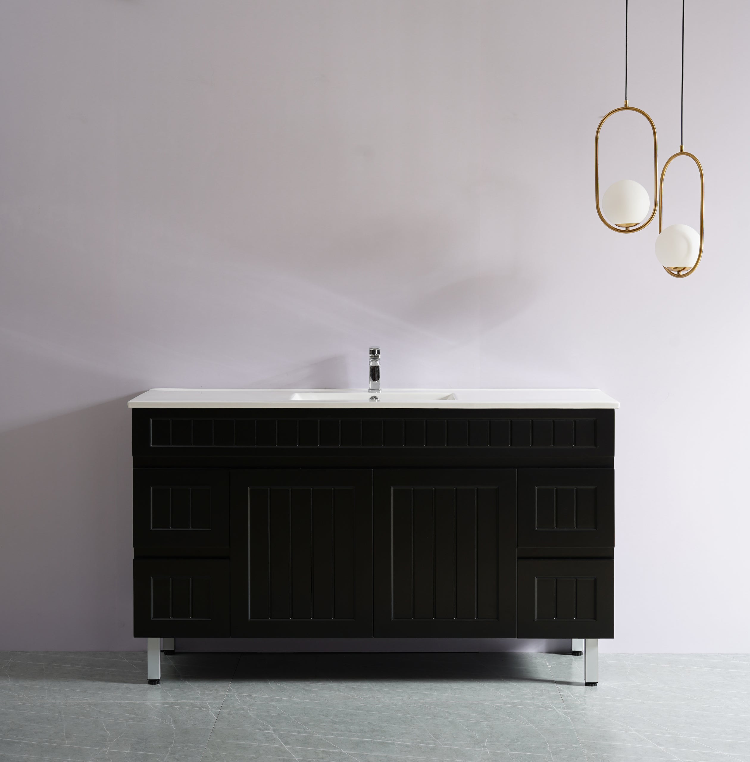 CETO ACACIA SHAKER MATTE BLACK 1500MM SINGLE BOWL FLOOR STANDING VANITY