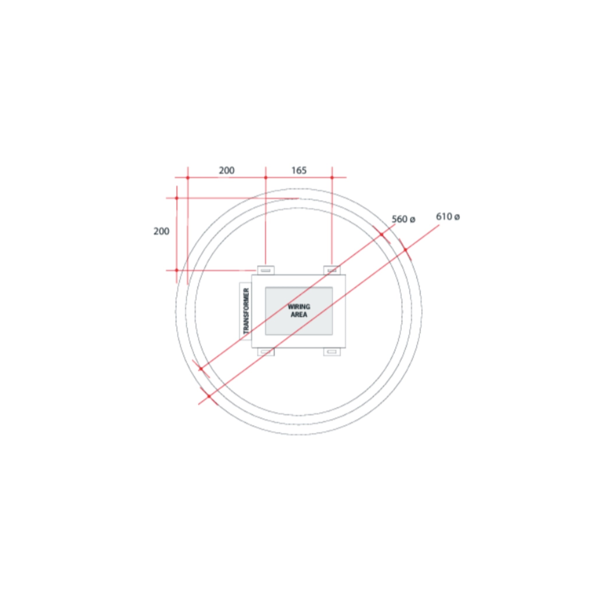 THERMOGROUP ABLAZE PREMIUM RB RANGE BACK-LIT MIRROR 610MM