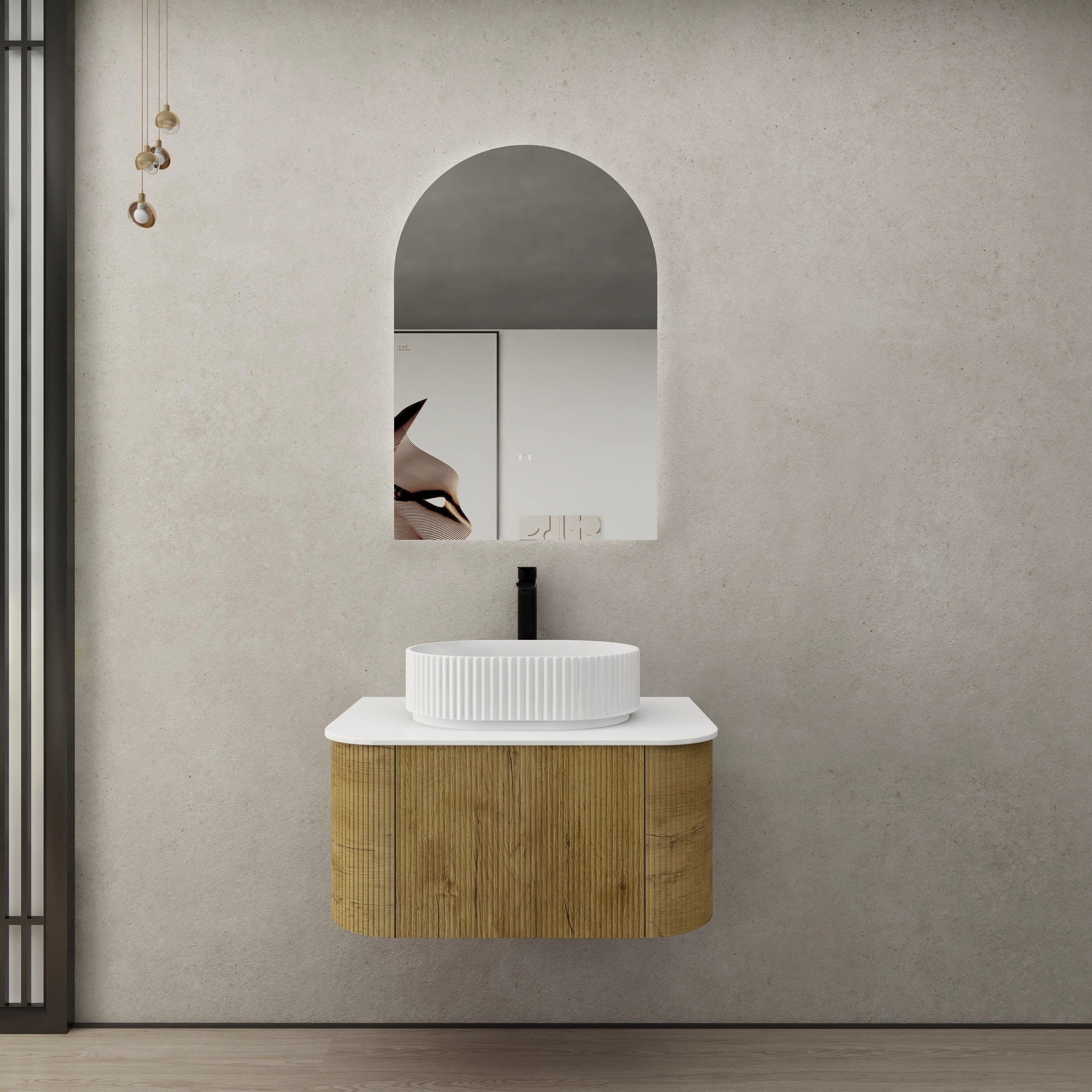 CETO BRONTE PRIME OAK 750MM SINGLE BOWL WALL HUNG VANITY