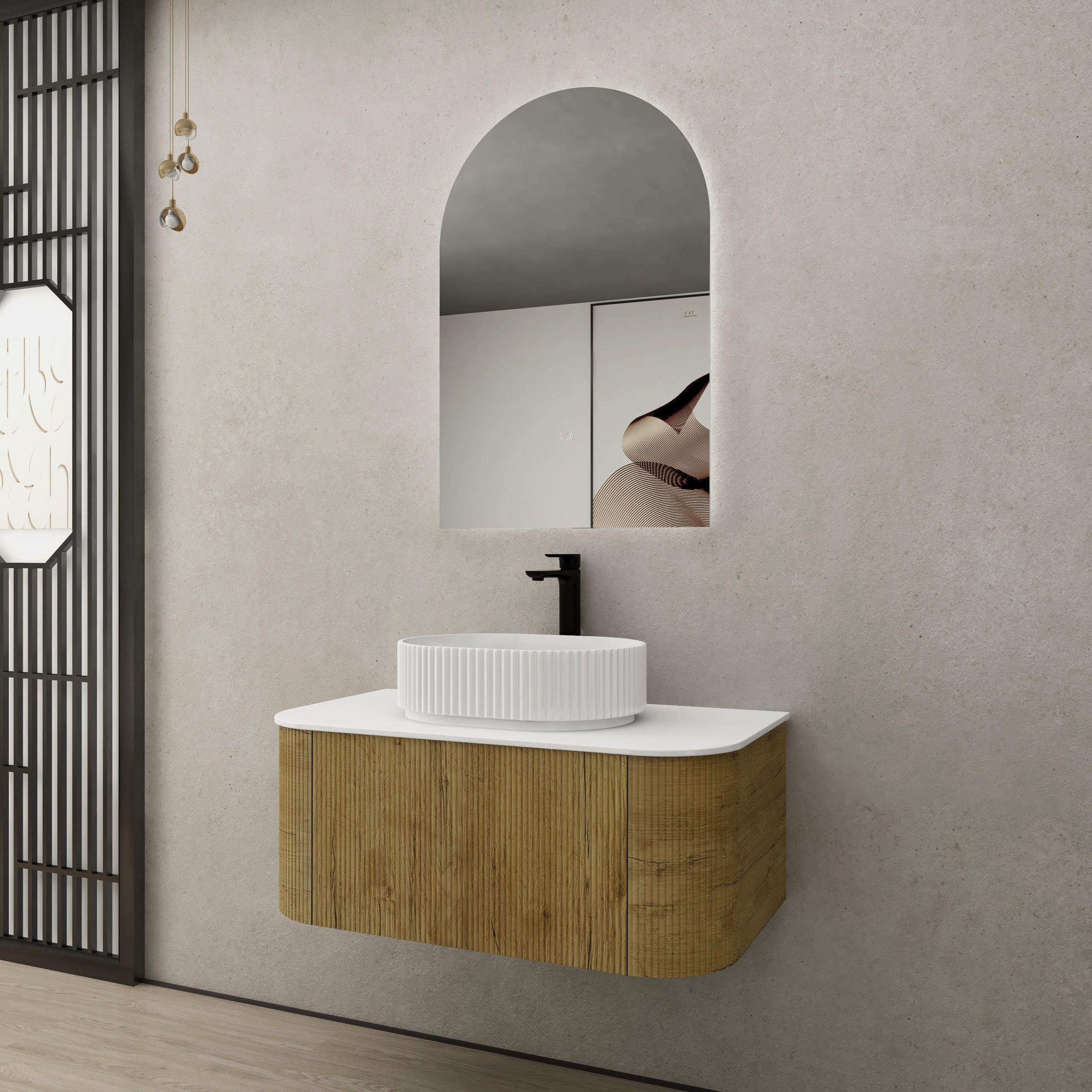 CETO BRONTE PRIME OAK 900MM SINGLE BOWL WALL HUNG VANITY
