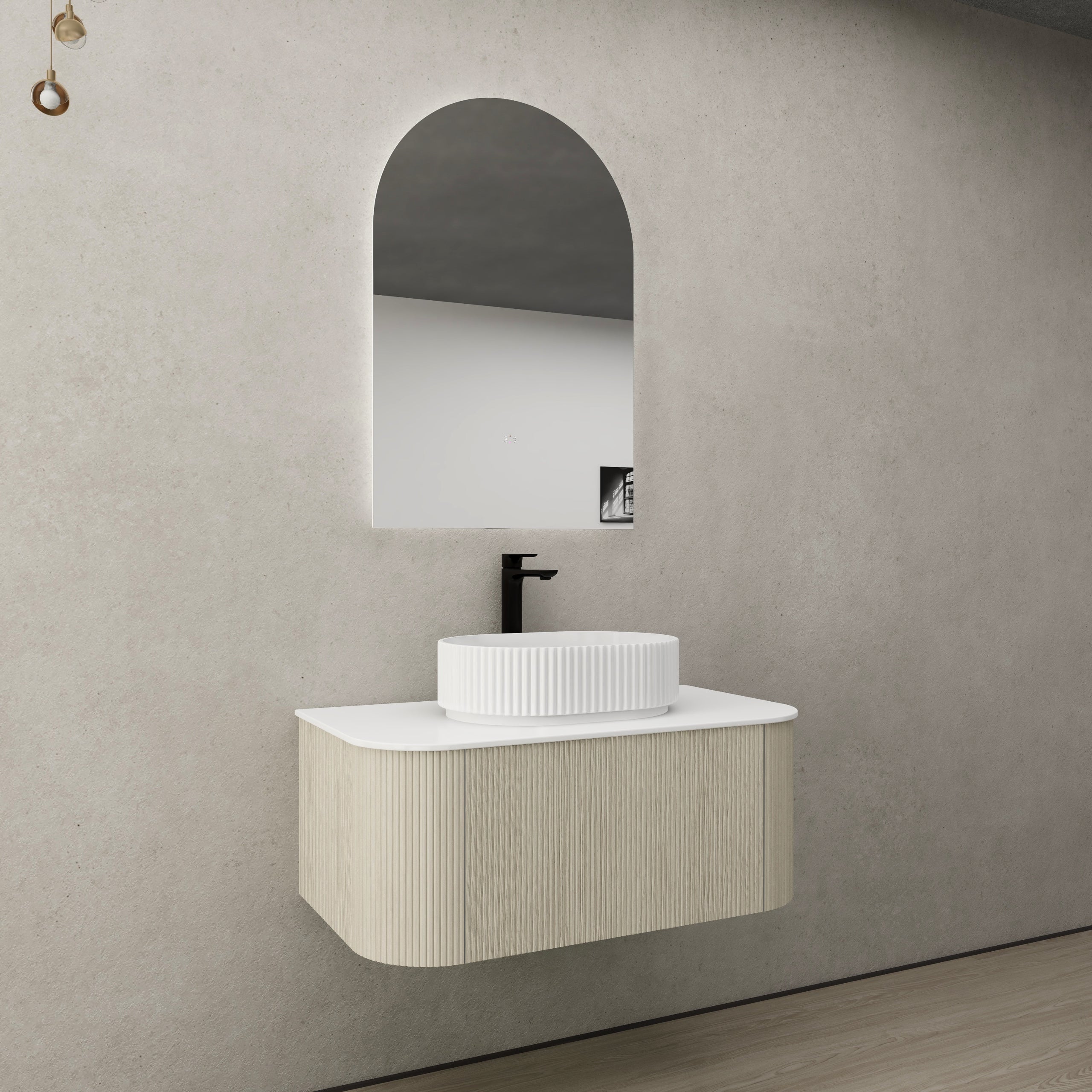 CETO BRONTE COASTAL OAK 900MM SINGLE BOWL WALL HUNG VANITY