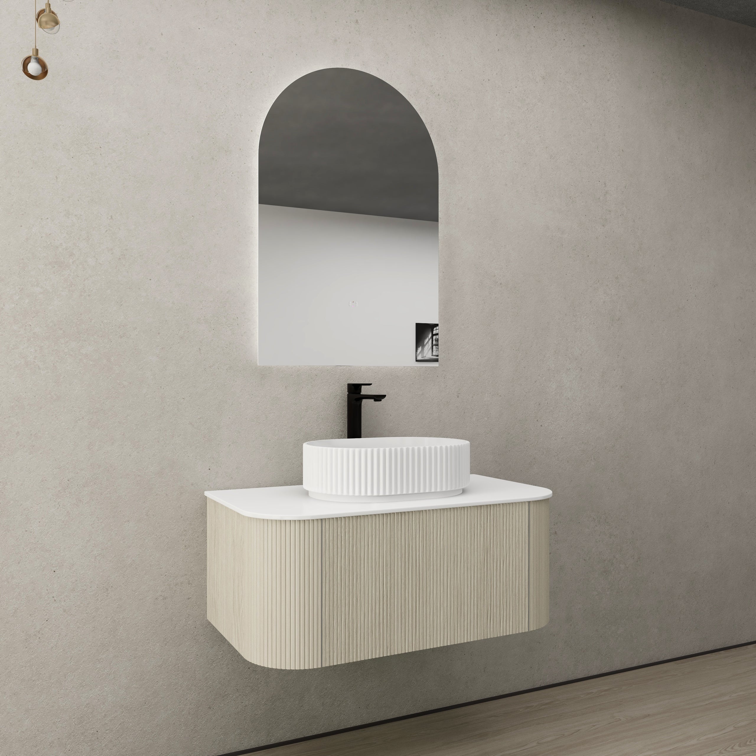 CETO BRONTE COASTAL OAK 900MM SINGLE BOWL WALL HUNG VANITY