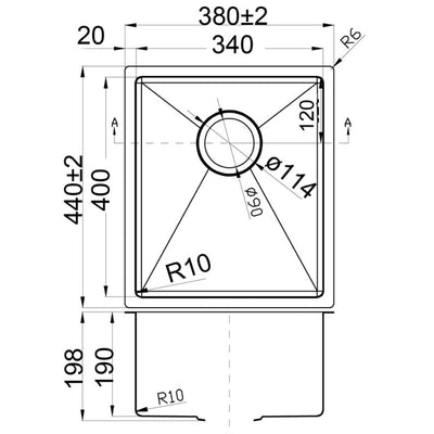 IKON EDEN SINGLE BOWL ABOVE / UNDERMOUNT SINK STAINLESS STEEL 340M