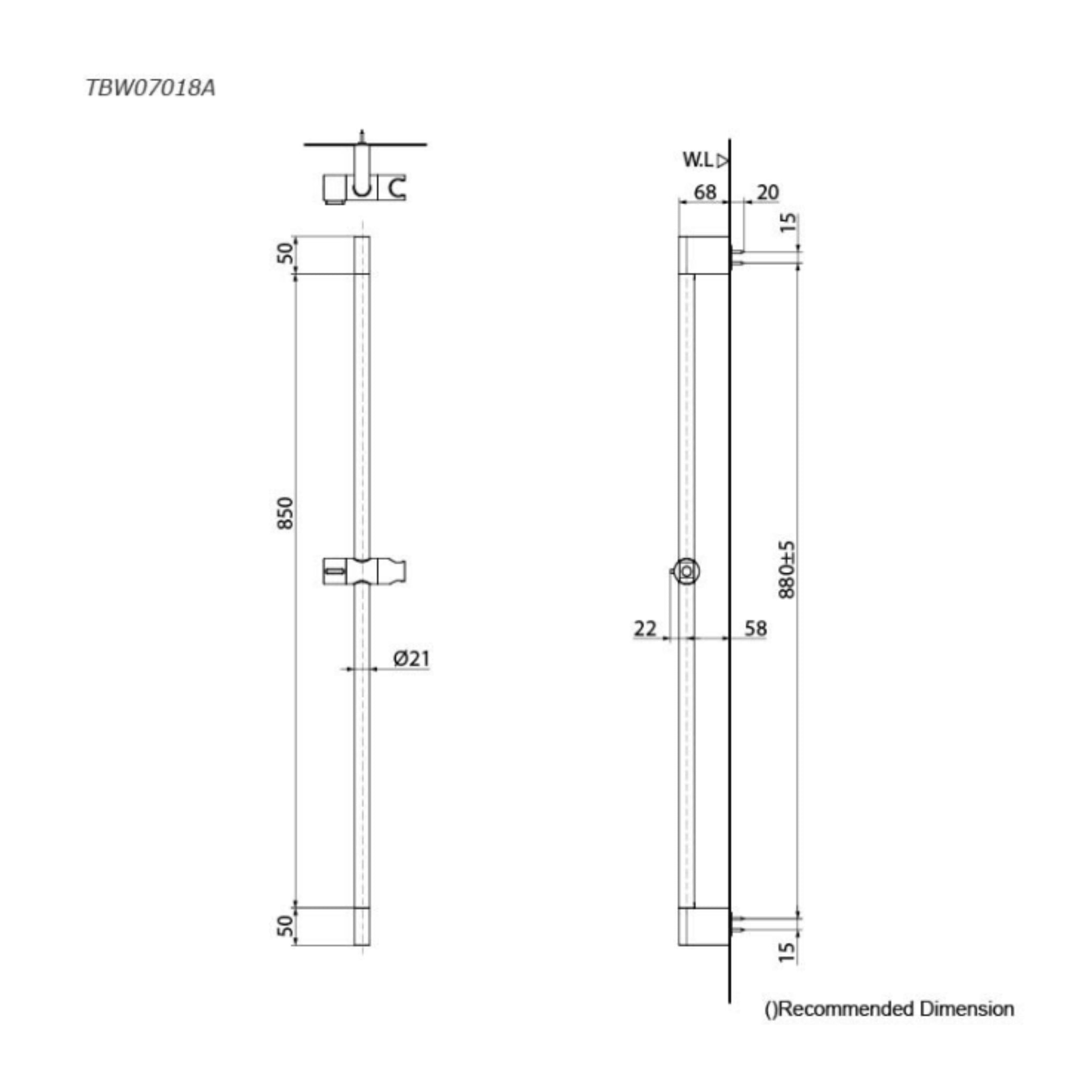 TOTO G SELECTION SHOWER SLIDING RAIL BRUSHED BRONZE (AVAILABLE IN 740MM AND 950MM)