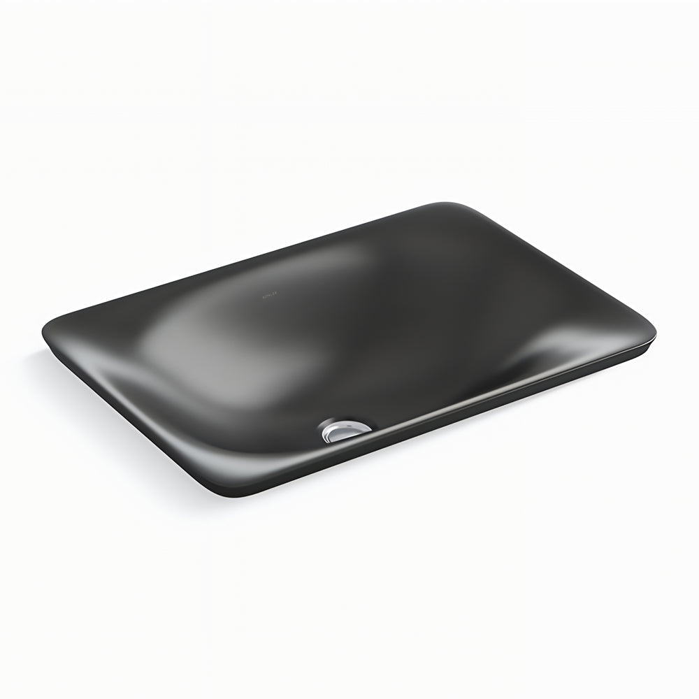 KOHLER CARILLION SEMI INSET BASIN HONED BLACK 533MM