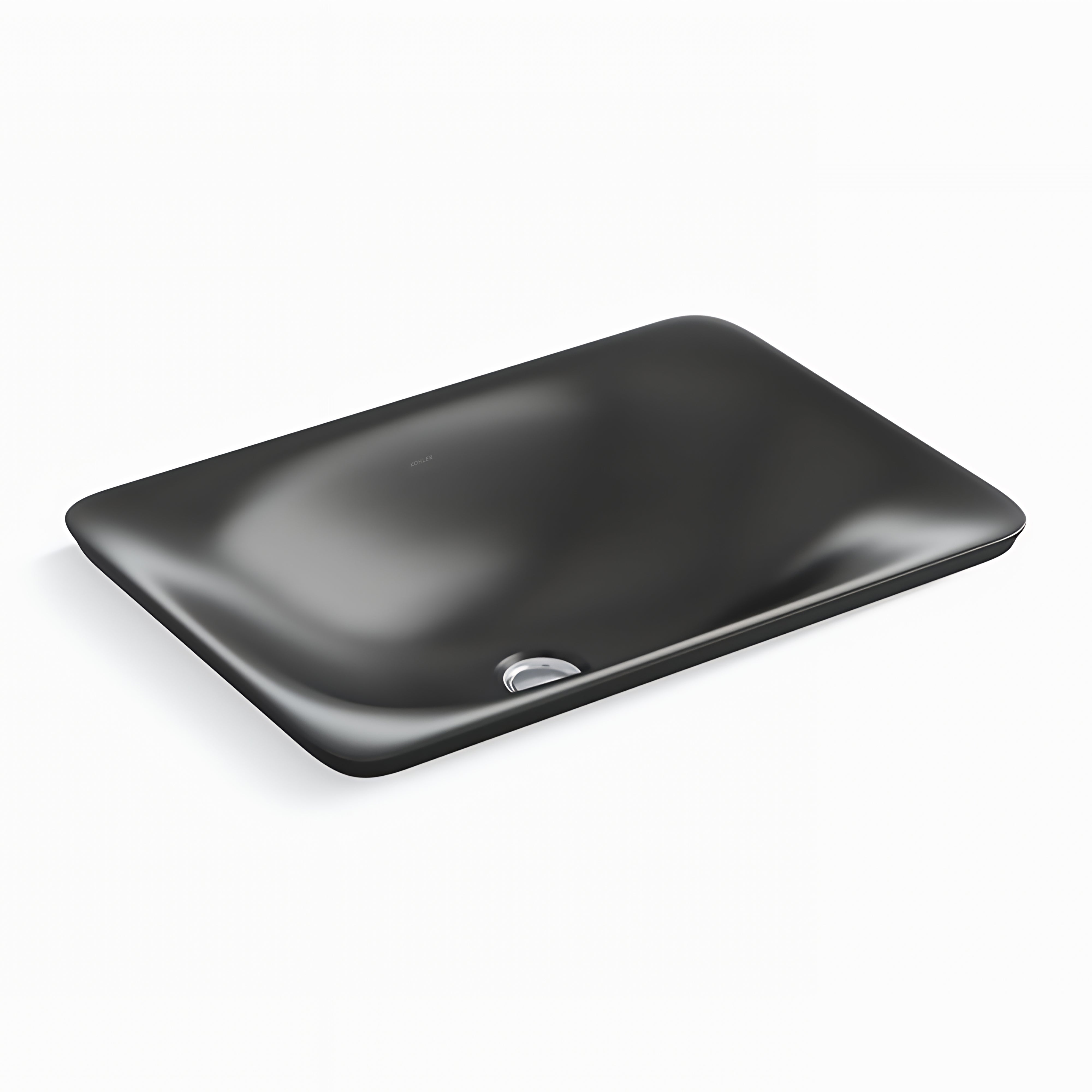 KOHLER CARILLION SEMI INSET BASIN HONED BLACK 533MM