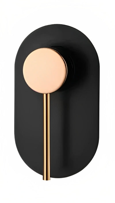INSPIRE ROUL SHOWER MIXER 120MM MATTE BLACK AND ROSE GOLD