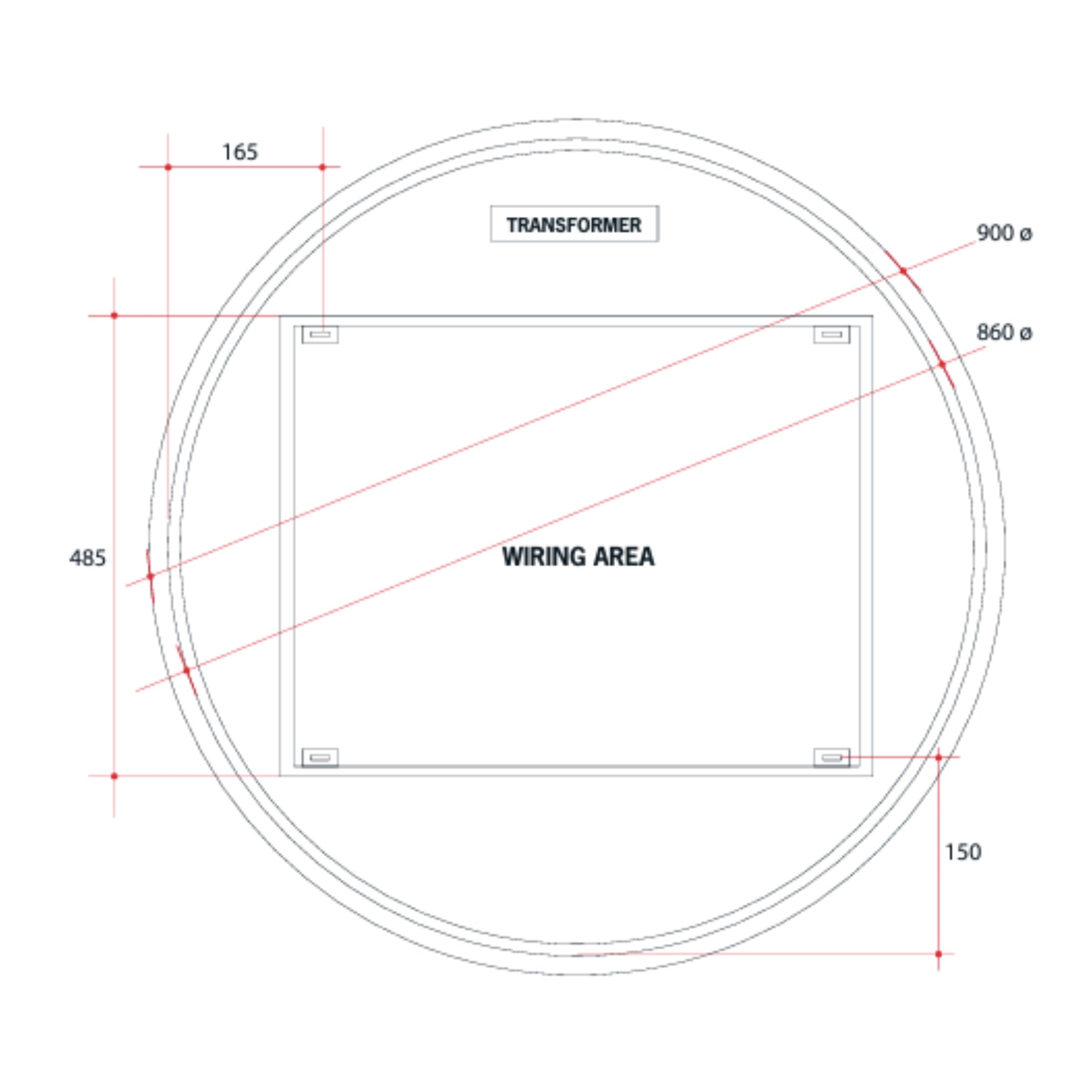 THERMOGROUP ABLAZE PREMIUM RS RANGE BACK-LIT MIRROR 900MM