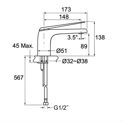 KOHLER AVID BASIN MIXER 138MM CHROME