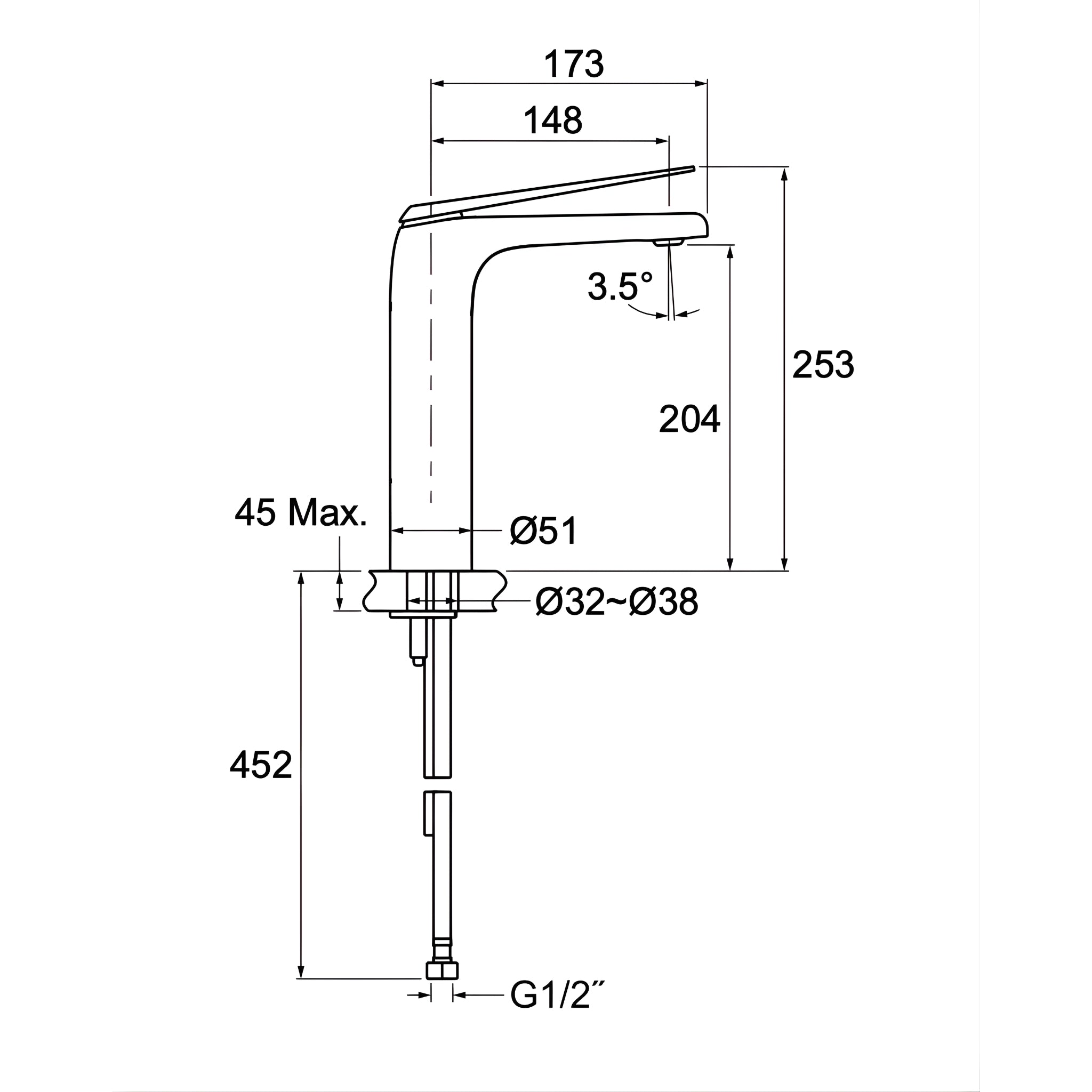 KOHLER AVID TALL BASIN MIXER 253MM CHROME