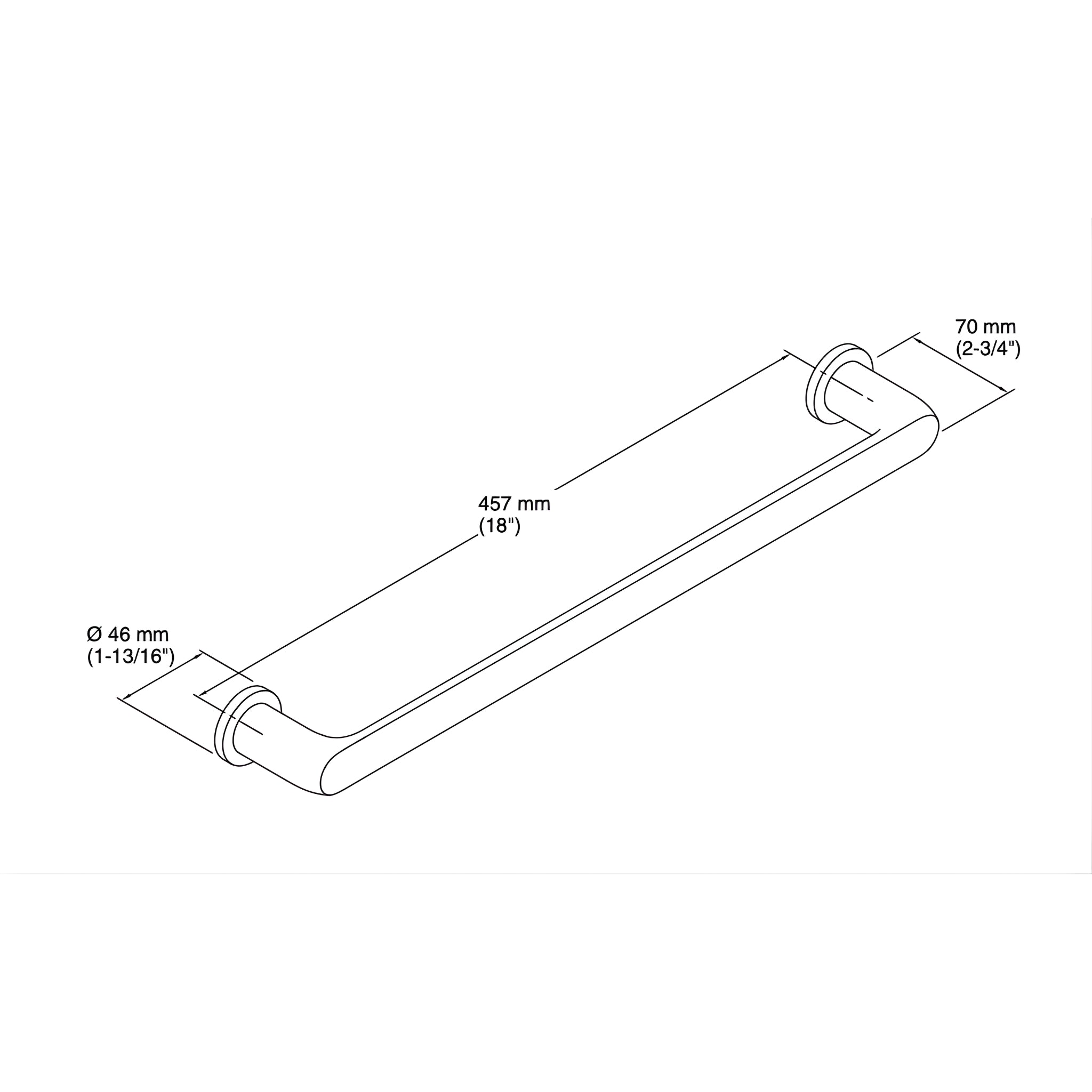 KOHLER AVID TOWEL BAR CHROME (AVAILABLE IN 457MM AND 610MM)