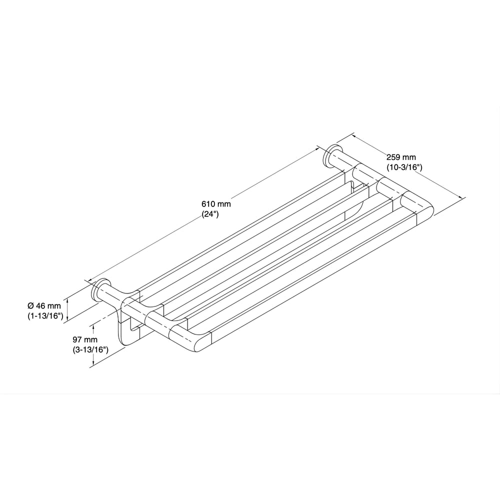 KOHLER AVID NON-HEATED TOWEL RACK CHROME 610MM