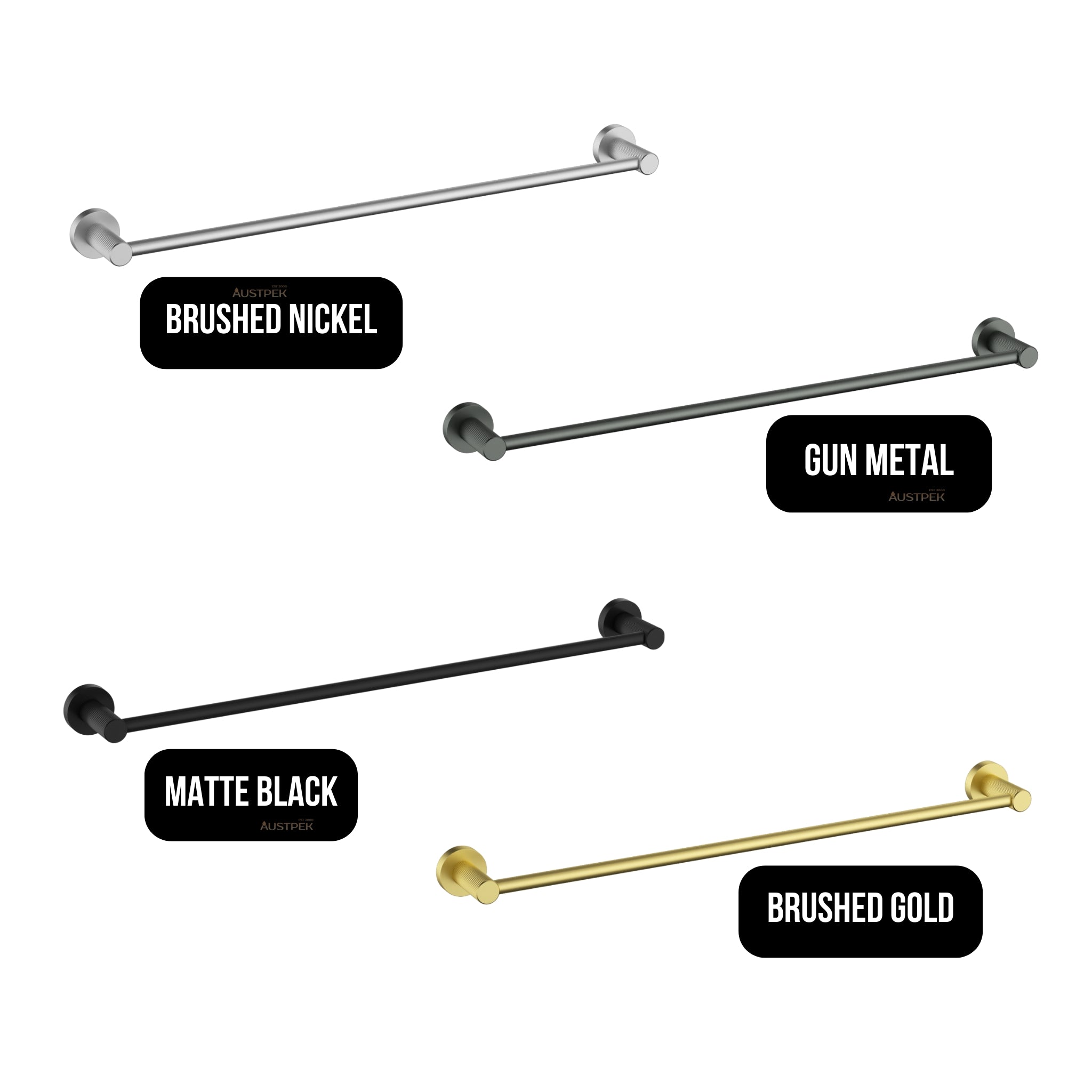 IKON LINIE NON HEATED SINGLE TOWEL RAIL BRUSHED GOLD (AVAILABLE IN 600MM AND 800MM)
