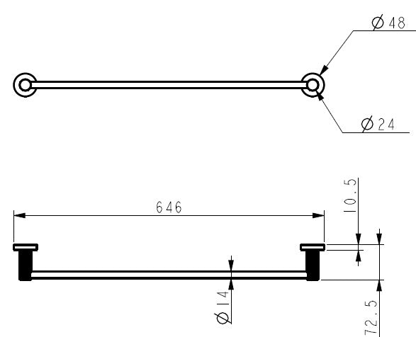 IKON LINIE NON HEATED SINGLE TOWEL RAIL GUN METAL (AVAILABLE IN 600MM AND 800MM)