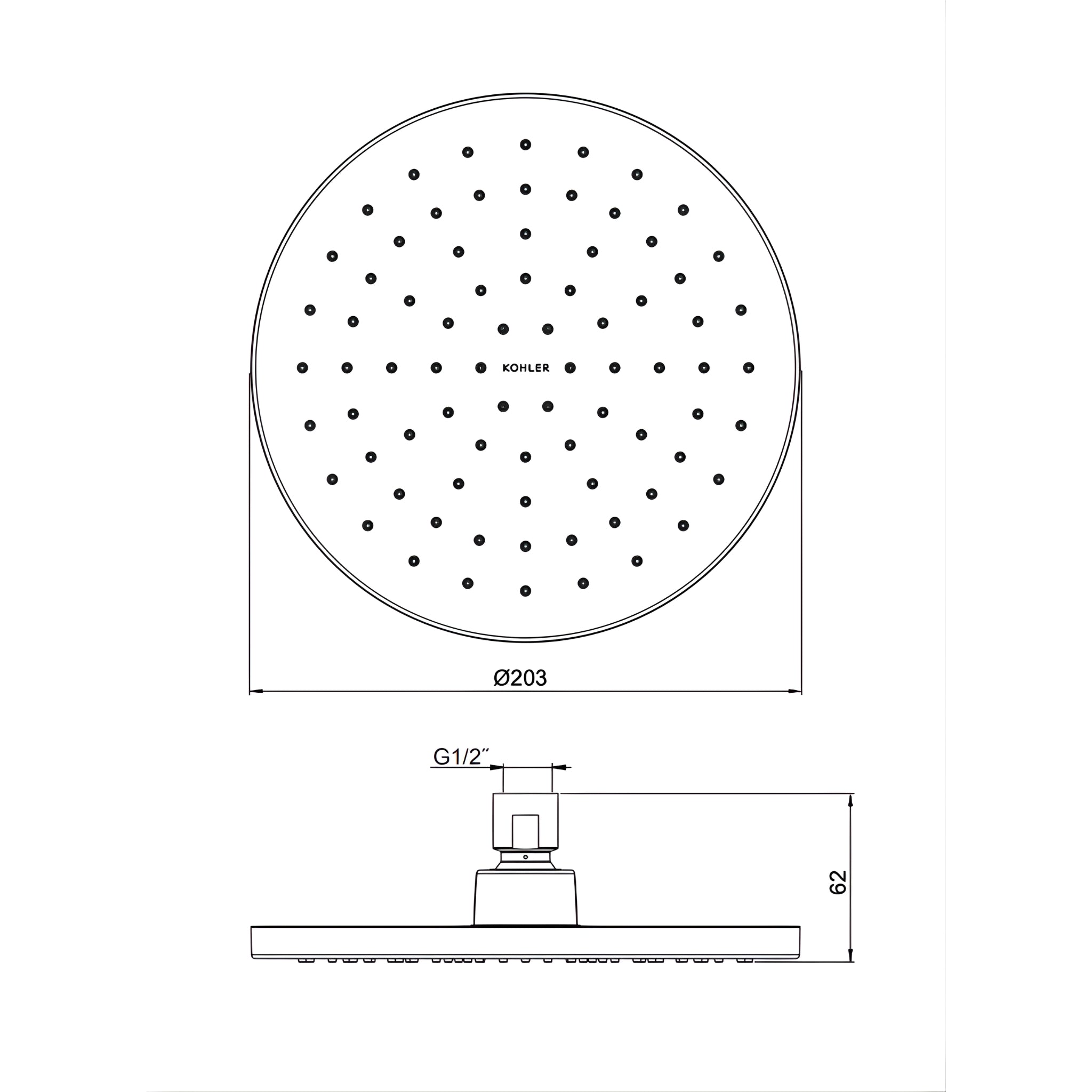 KOHLER ROUND SHOWER HEAD 203MM CHROME