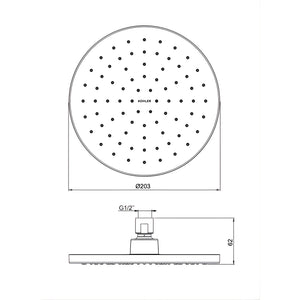 KOHLER ROUND SHOWER HEAD 203MM CHROME