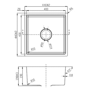 IKON CORA SINGLE BOWL UNDERMOUNT SINK STAINLESS STEEL 750MM