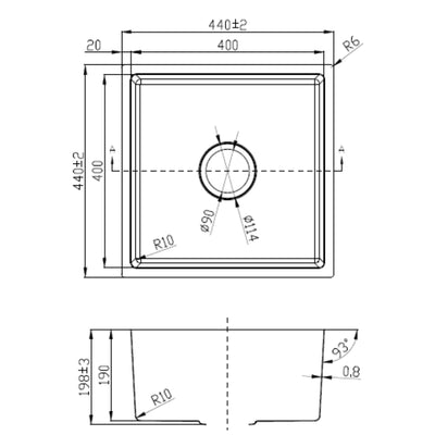 IKON CORA SINGLE BOWL UNDERMOUNT SINK STAINLESS STEEL 750MM