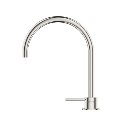 BELLA VISTA MICA LEAD FREE GOOSENECK HOB SINK/BASIN MIXER SET 311MM BRUSHED NICKEL