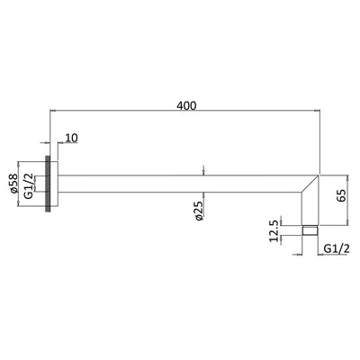 IKON ROUND SHOWER ARM 400MM CHROME