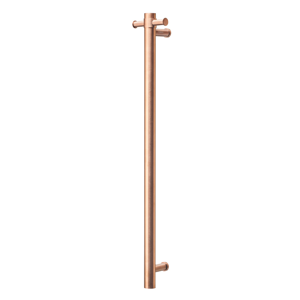 COLDBUSTER VERTICAL ROUND HEATED SINGLE TOWEL RAIL BRUSHED COPPER 900MM
