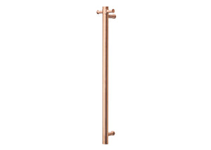 COLDBUSTER VERTICAL ROUND HEATED SINGLE TOWEL RAIL BRUSHED COPPER 900MM