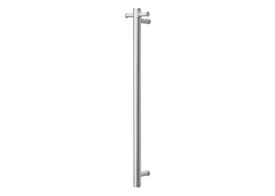 COLDBUSTER VERTICAL ROUND HEATED SINGLE TOWEL RAIL BRUSHED STAINLESS STEEL 900MM