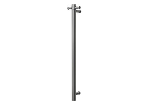 COLDBUSTER VERTICAL ROUND HEATED SINGLE TOWEL RAIL BRUSHED GUN METAL 900MM