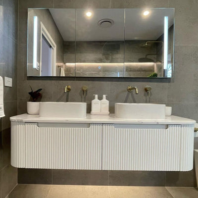 REMER AMBER SILVER LED SHAVING CABINET 1500X700MM