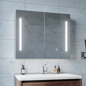 REMER AMBER SILVER LED SHAVING CABINET 750X700MM