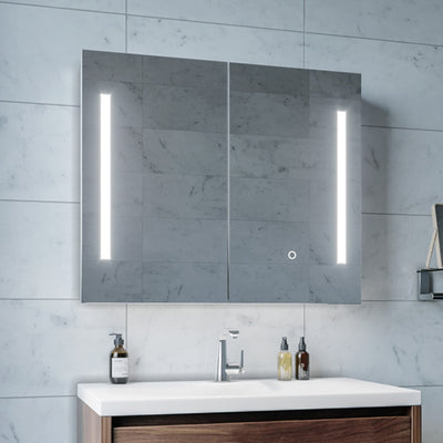 REMER AMBER SILVER LED SHAVING CABINET 750X700MM