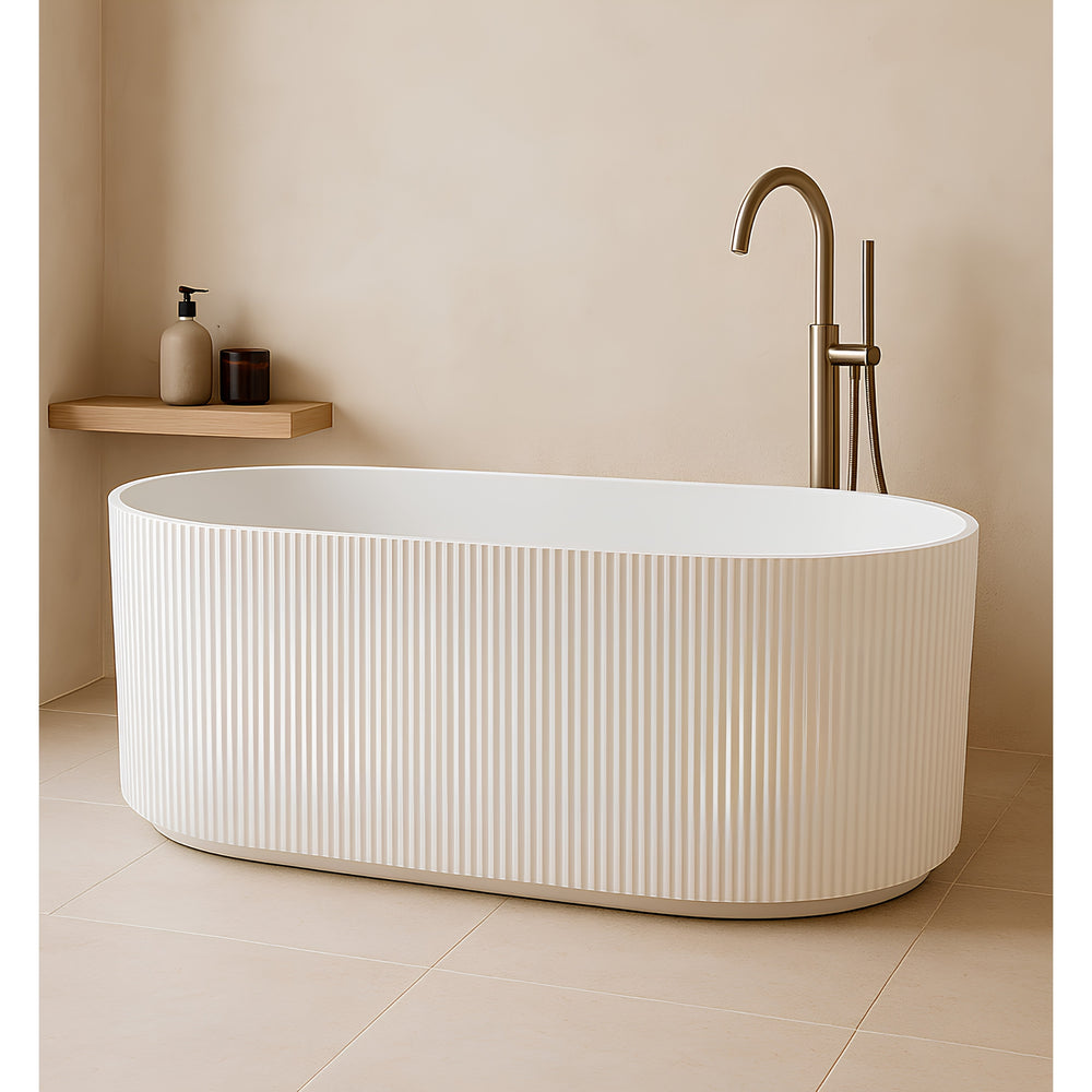 VITO AYANA FLUTED FREESTANDING BATHTUB GLOSS WHITE (AVAILABLE IN 1500MM AND 1700MM)