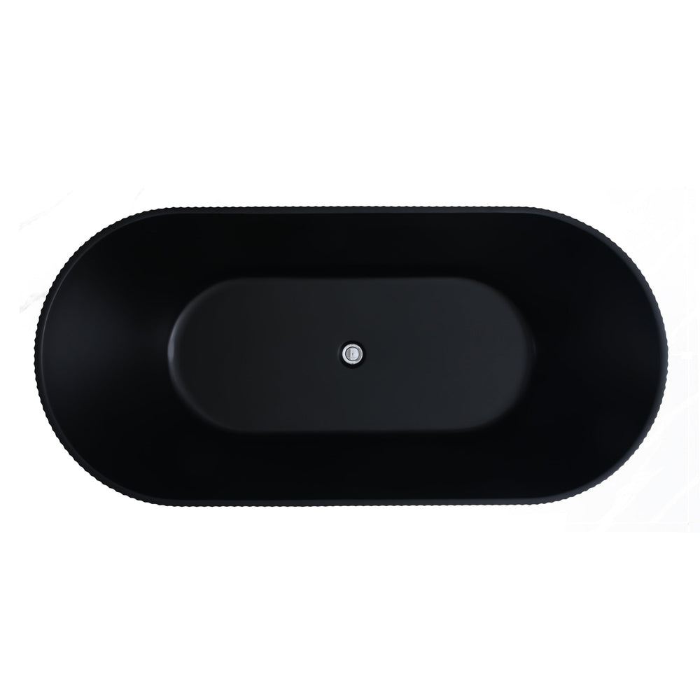 VITO AYANA FLUTED FREESTANDING BATHTUB MATTE BLACK (AVAILABLE IN 1500MM AND 1700MM)