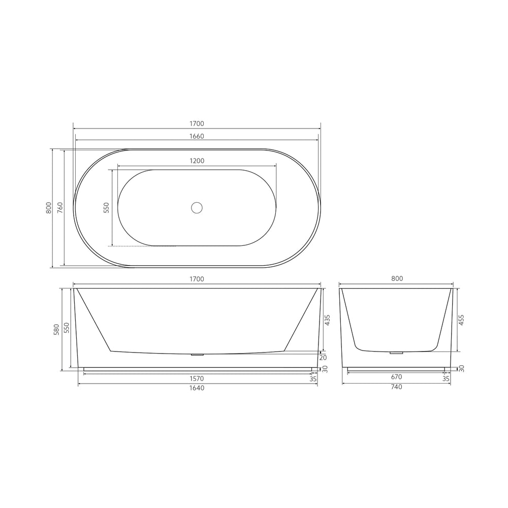 VITO AYANA FLUTED FREESTANDING BATHTUB GLOSS WHITE (AVAILABLE IN 1500MM AND 1700MM)