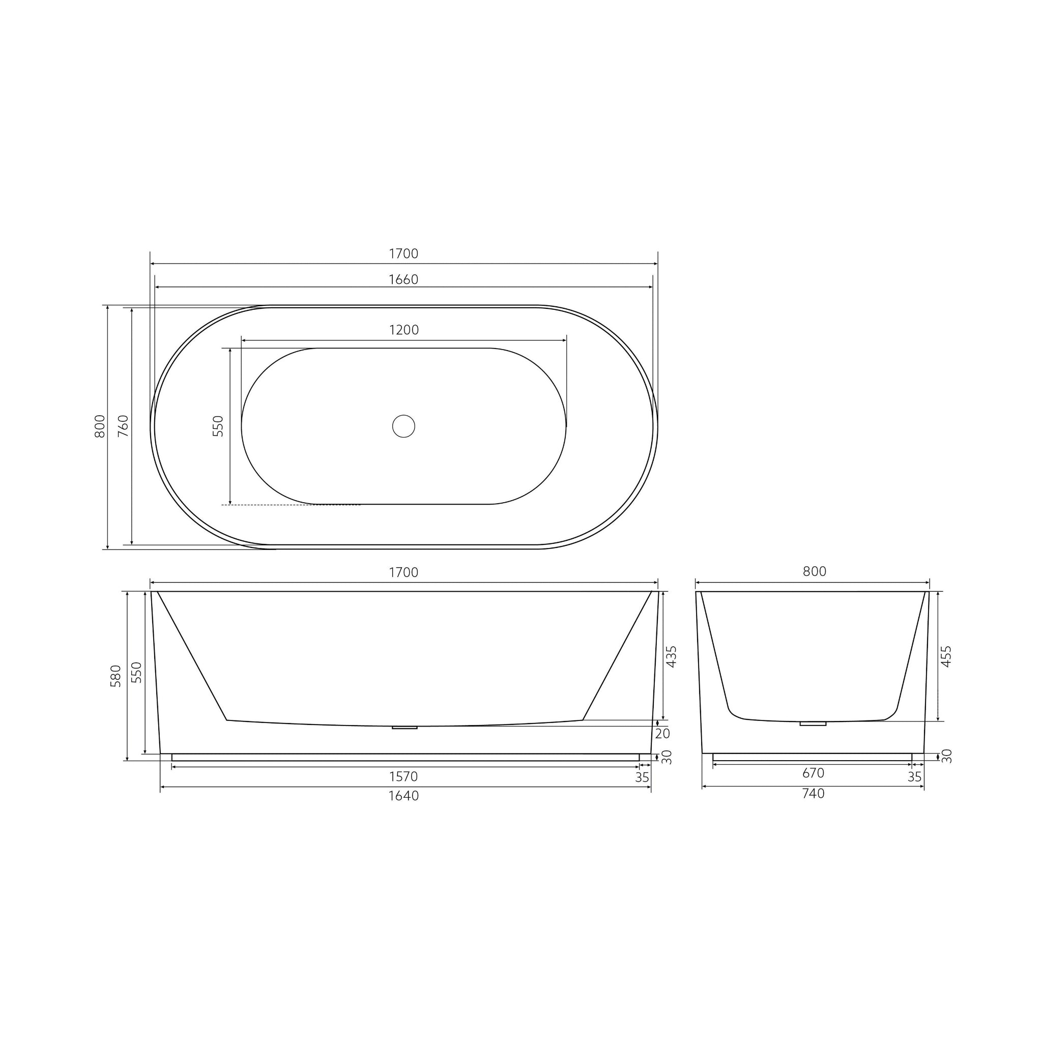 VITO AYANA FLUTED FREESTANDING BATHTUB MATTE WHITE (AVAILABLE IN 1500MM AND 1700MM)