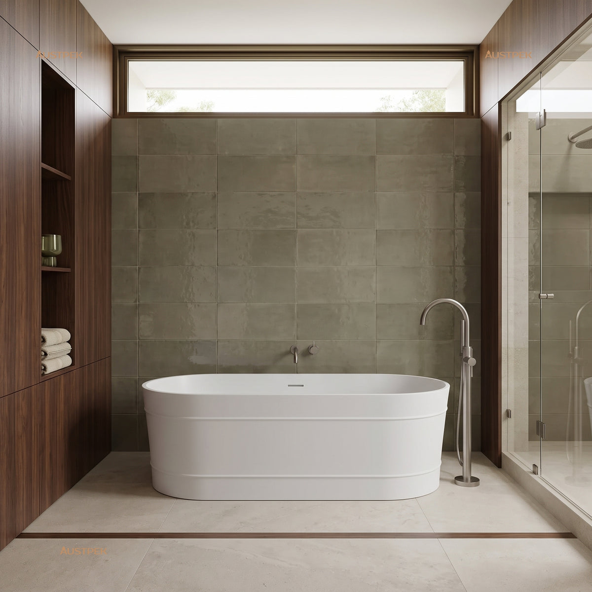 ATTICA BONDI FREE STANDING OVERFLOW BATHTUB MATTE WHITE (AVAILABLE IN 1500MM AND 1700MM)
