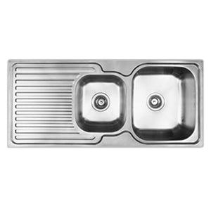 SCHOCK ENTRY 1 AND 3/4 RIGHT HAND DOUBLE BOWL KITCHEN SINK WITH DRAINER STAINLESS STEEL 1080MM