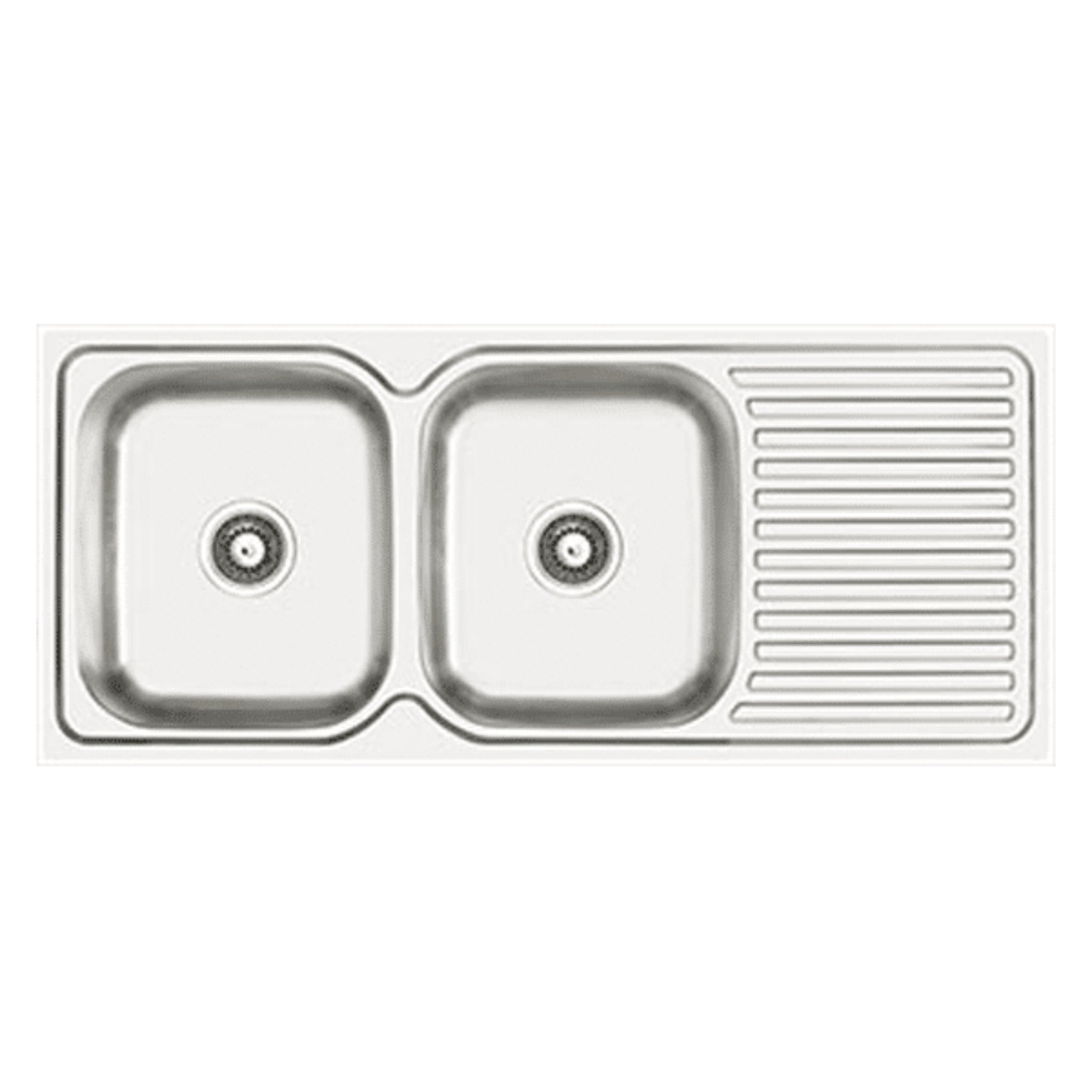 ABEY ENTRY LEFT HAND DOUBLE BOWL KITCHEN SINK WITH DRAINER STAINLESS STEEL 1140MM