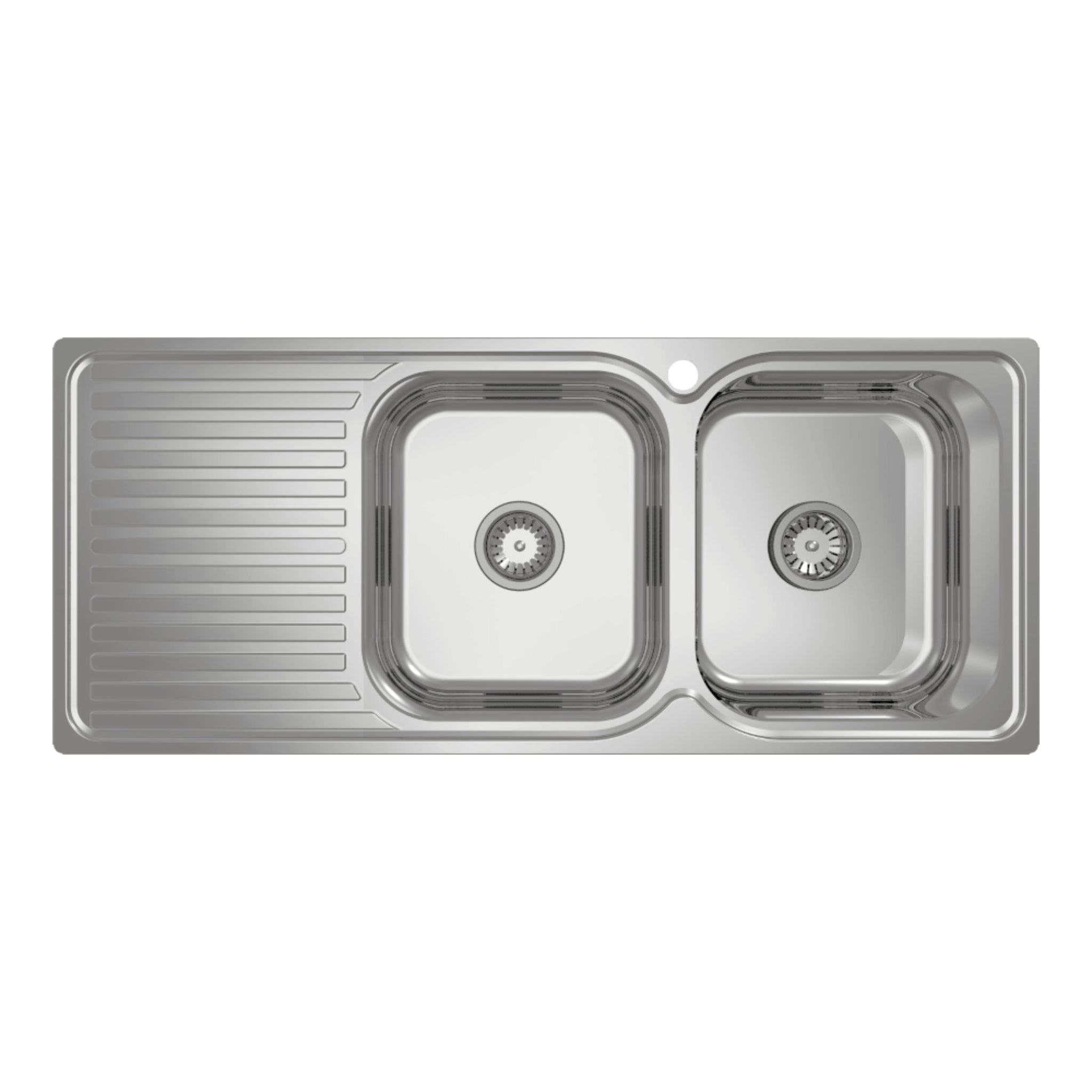 ABEY ENTRY RIGHT HAND DOUBLE BOWL KITCHEN SINK WITH DRAINER STAINLESS STEEL 1140MM