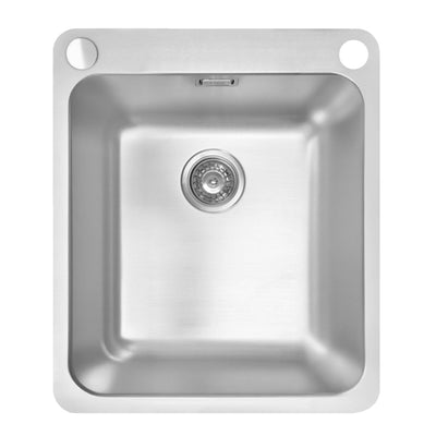 SCHOCK SINGLE BOWL LAUNDRY SINK WITH DUAL BYPASS AND OVERFLOW STAINLESS STEEL 456MM