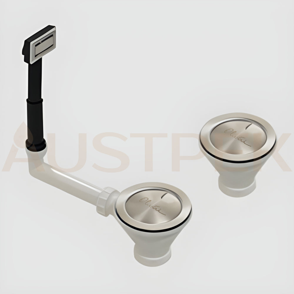 OLIVERI SANTORINI DOUBLE BOWL UNDERMOUNT KITCHEN SINK WITH OVERFLOW BLACK 860MM