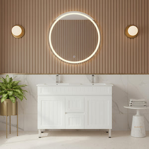 CETO ACACIA SHAKER MATTE WHITE 1200MM DOUBLE BOWL FLOOR STANDING VANITY
