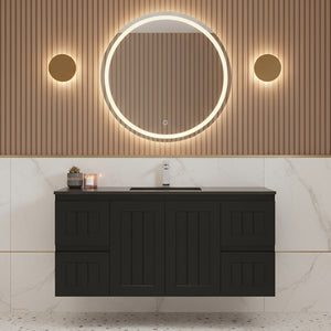 CETO ACACIA SHAKER MATTE BLACK 1200MM SINGLE BOWL WALL HUNG VANITY