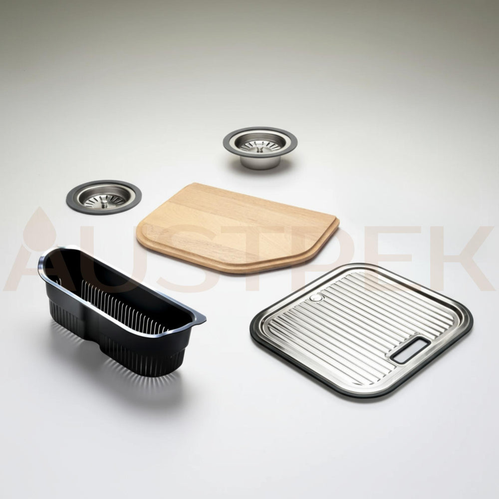OLIVERI NU-PETITE DOUBLE BOWL UNDERMOUNT ALFRESCO AND KITCHEN SINK STAINLESS STEEL 881MM
