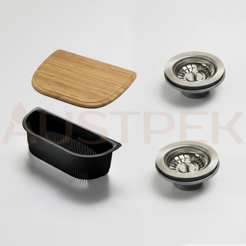 OLIVERI MONET DOUBLE BOWL TOPMOUNT KITCHEN SINK WITH TAPHOLE & DRAINER STAINLESS STEEL 1200MM