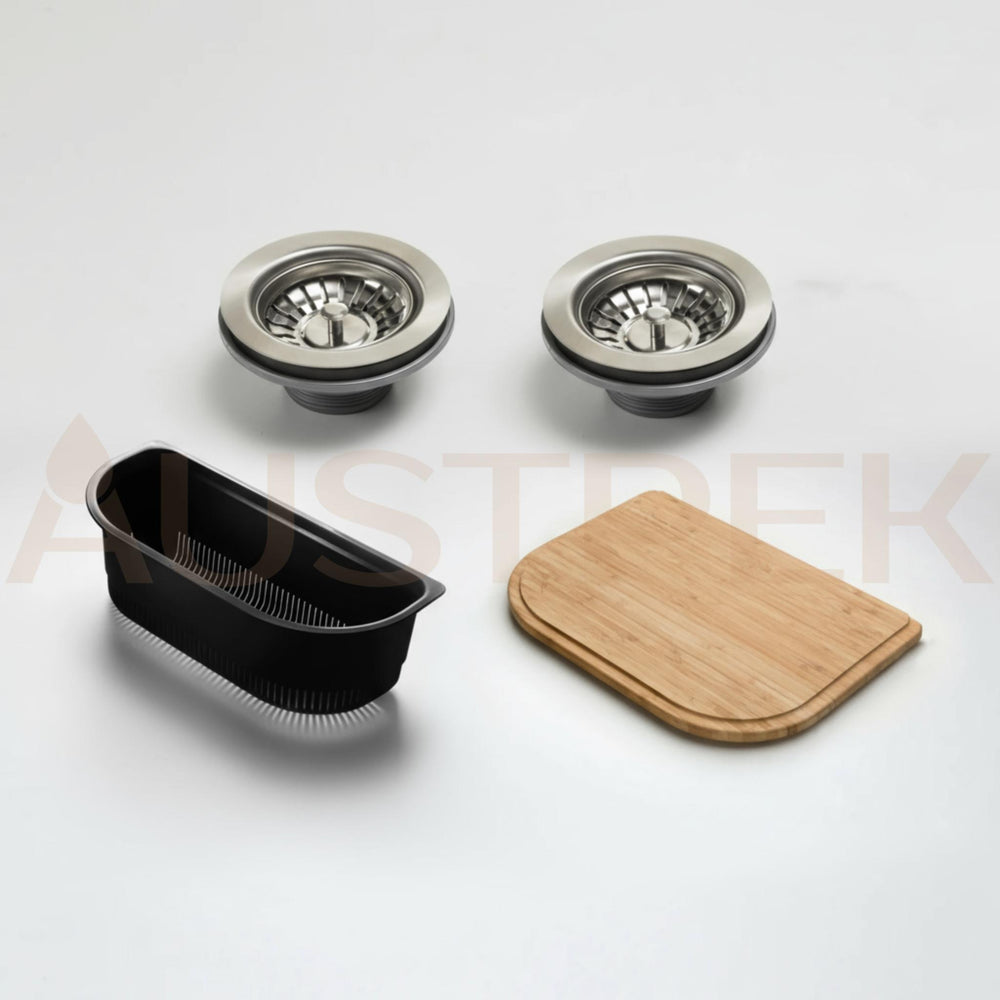OLIVERI FLINDERS DOUBLE BOWL TOPMOUNT KITCHEN SINK WITH DRAINER STAINLESS STEEL 1200MM